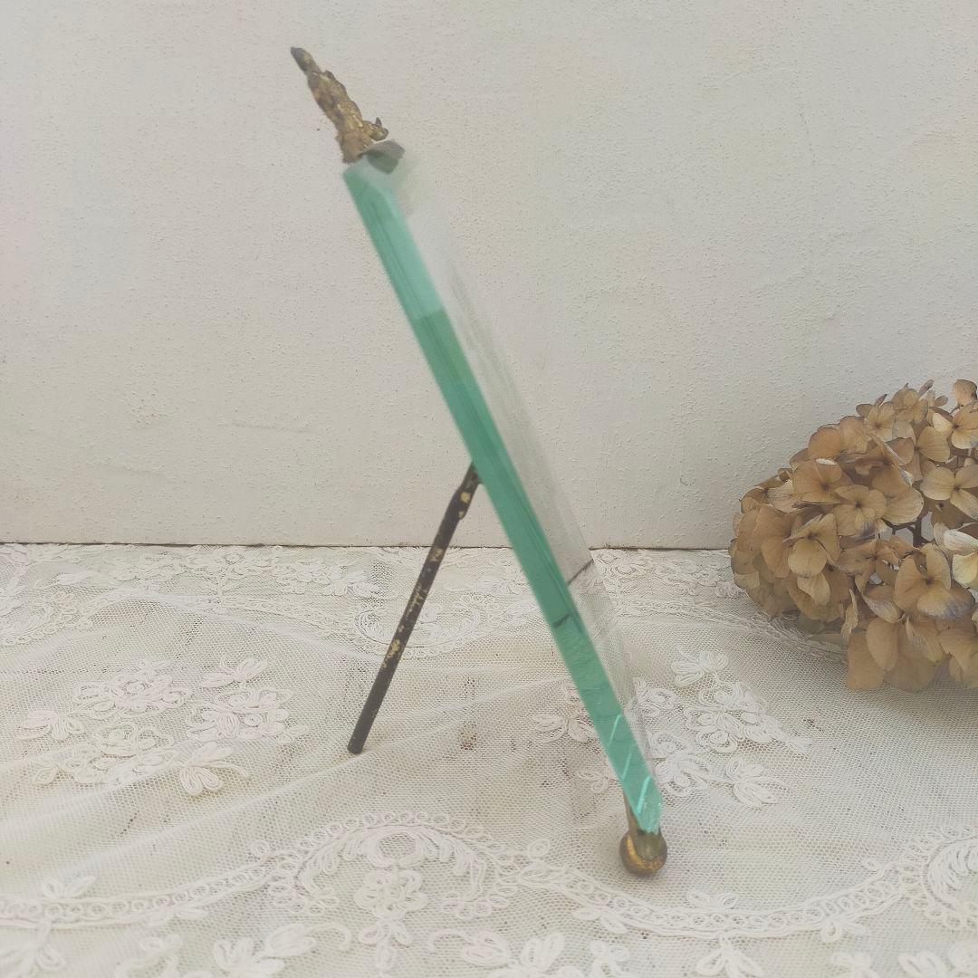 フランス ガラスのフォトフレーム リボン　アンティーク 　ヴィンテージ