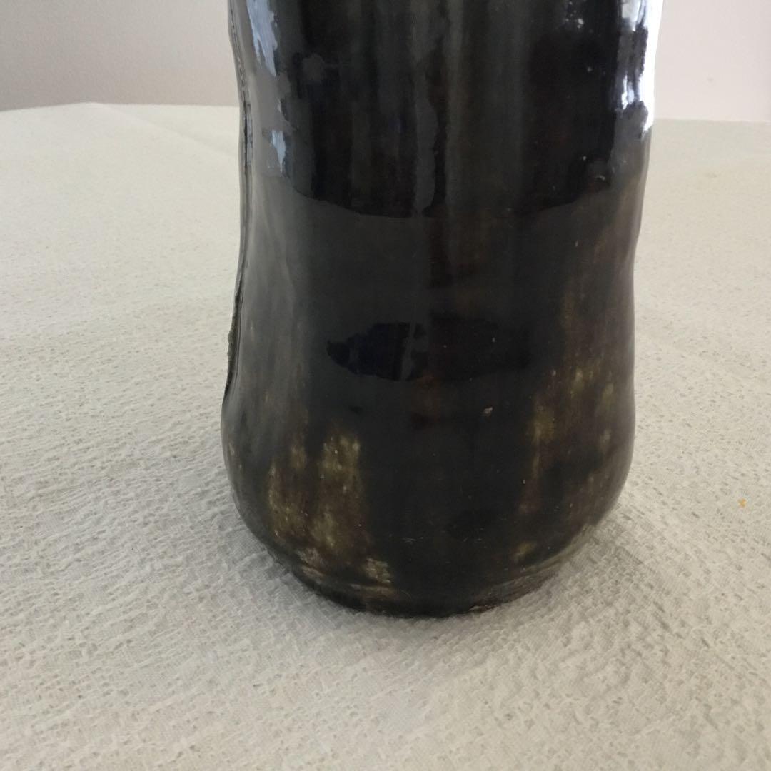 【唐津焼】今岳窯　溝上藻風　耳付き朝鮮唐津花入れ