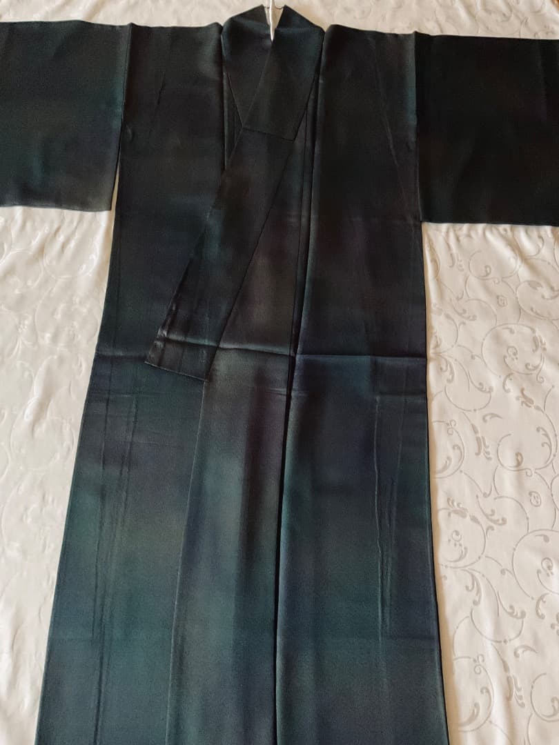 ぼかし染め　無地　着物　切り嵌め 名物裂　名古屋帯　帯締め　フルセット　正絹