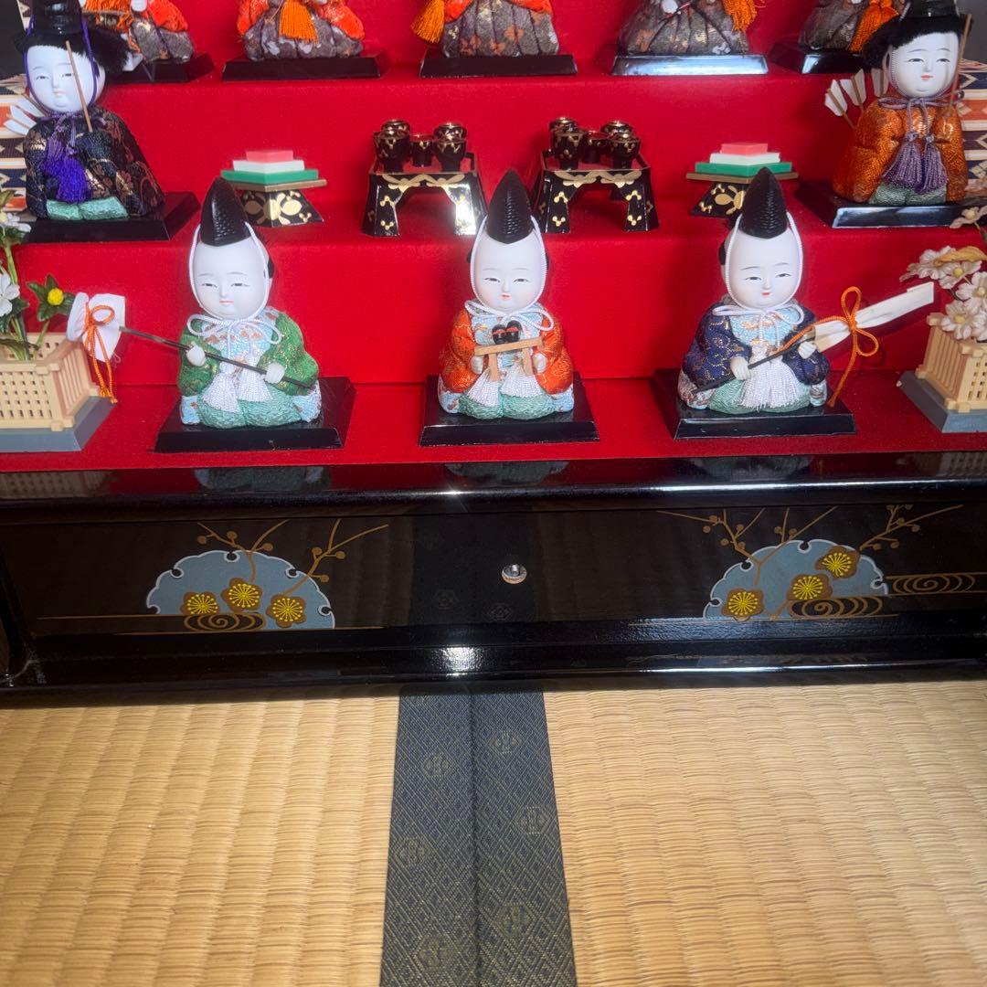 久月木目込5段飾り雛人形セット 伝統的デザイン ケース付き