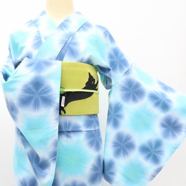 Y3365◆新品 板締め絞り 綿 仕付け糸付 浴衣 洗える夏着物