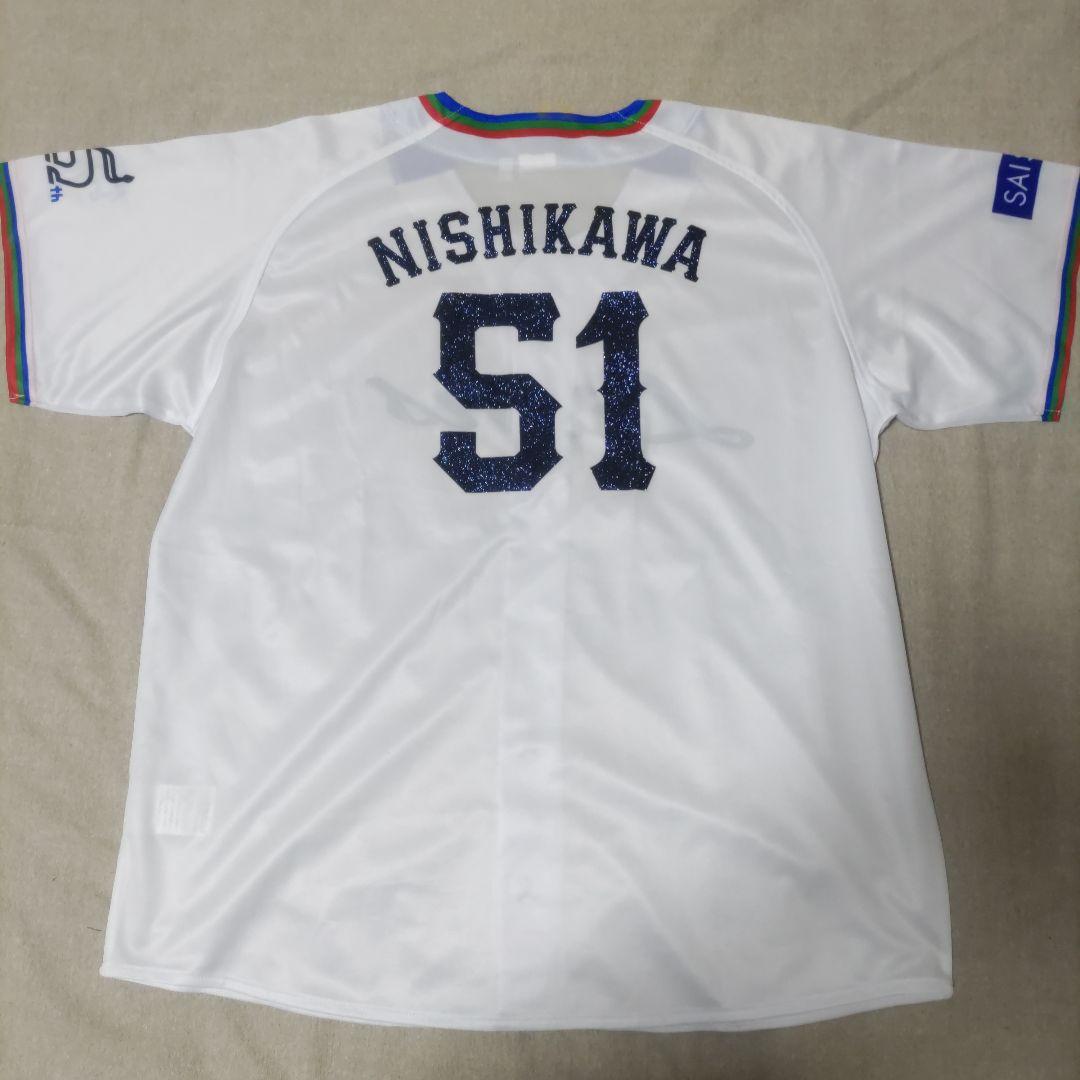 西武ライオンズ.西川愛也.ユニフォーム(75周年シリーズ.ラメ.Lサイズ).