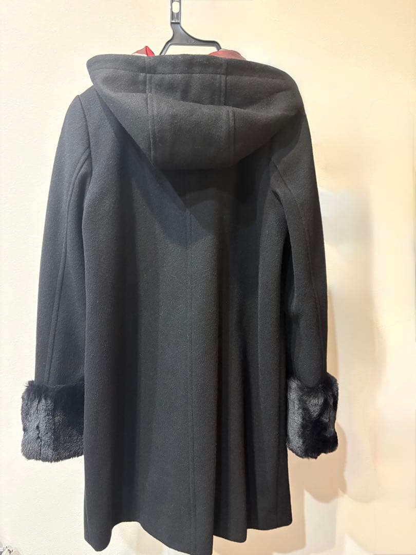 極美品☆ブルーレーベルクレストブリッジ CBチェック ファー コート黒36