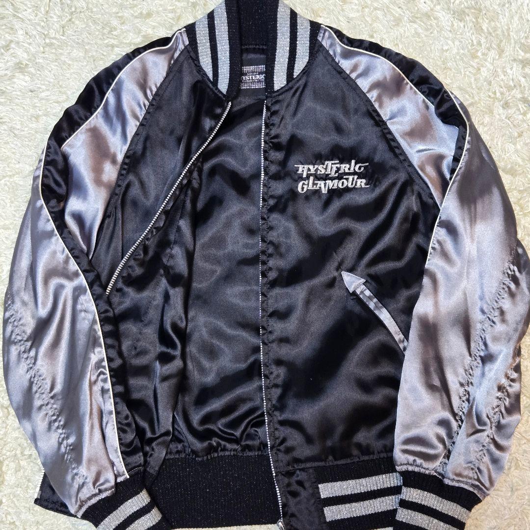 ヒステリックグラマー バイクガール スカジャン 2AB-5940　F 刺繍　灰黒