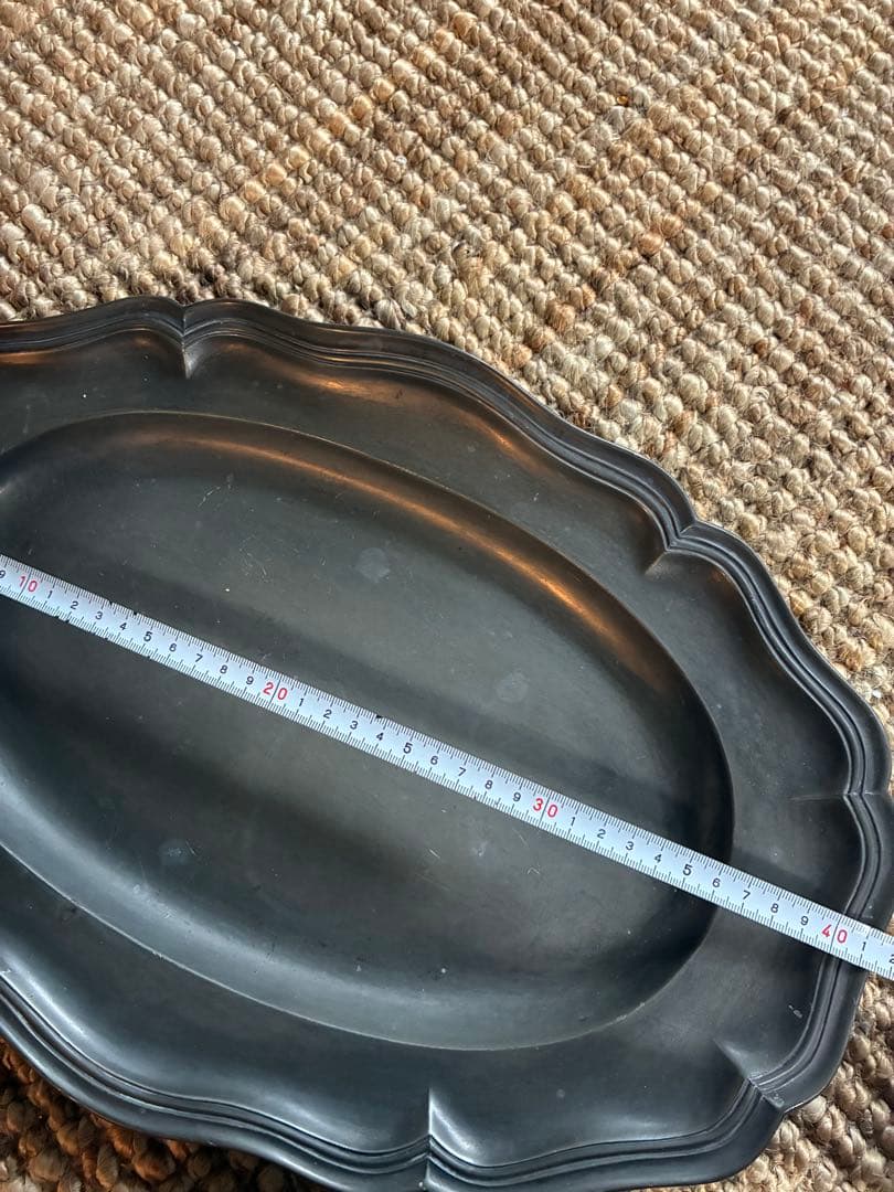 【超大判】フランス購入 花リム平皿 ピューター