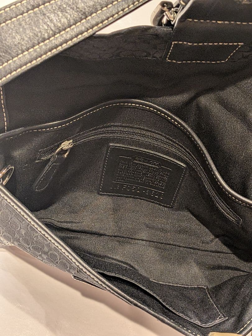 コーチCOACH ショルダーバッグ　レザー　キャンバス　シグネチャー　黒