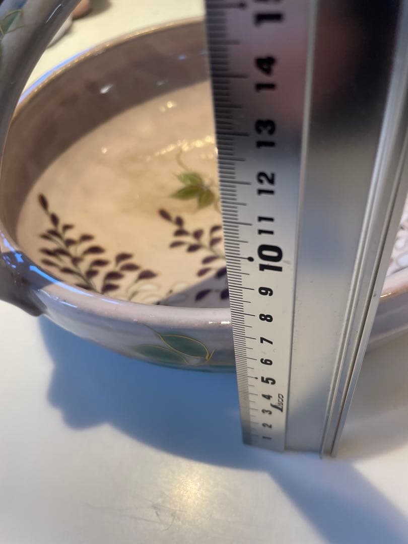 陶葊　陶あん　取手付き器　藤の花