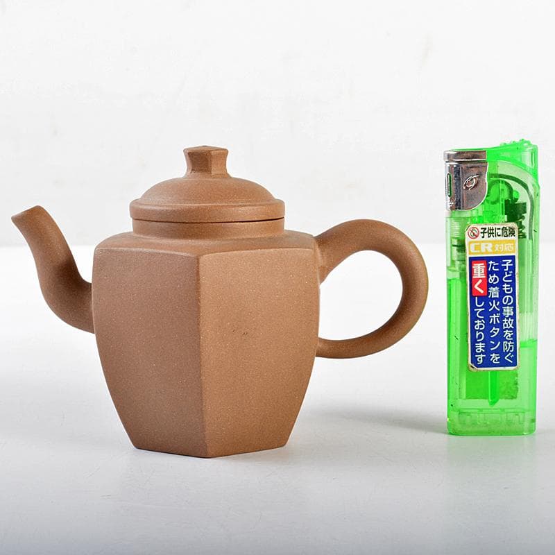 中国　小其製款　紫砂　黄泥　六角急須　茶壷　M　R5557