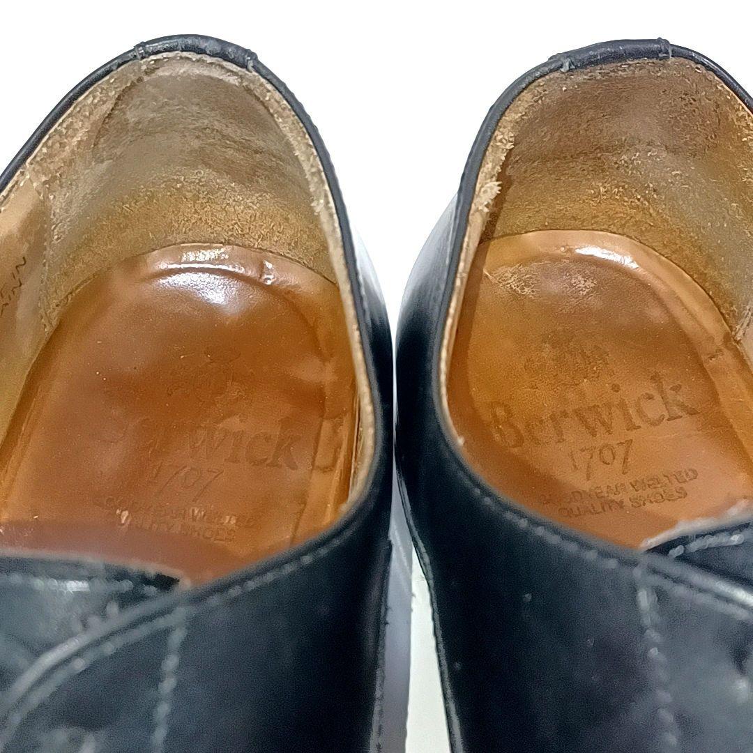 【美品】Berwick　バーウィック　内羽根　レザー　ストレートチップ　ブラック
