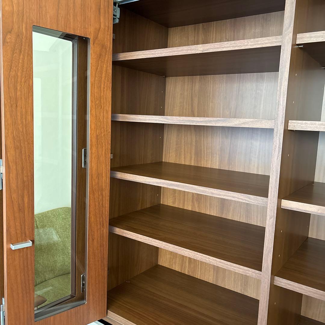 美品！ACTUS購入 日本製 食器棚 本棚シェルフ引き出し収納 稼動棚 折れ戸