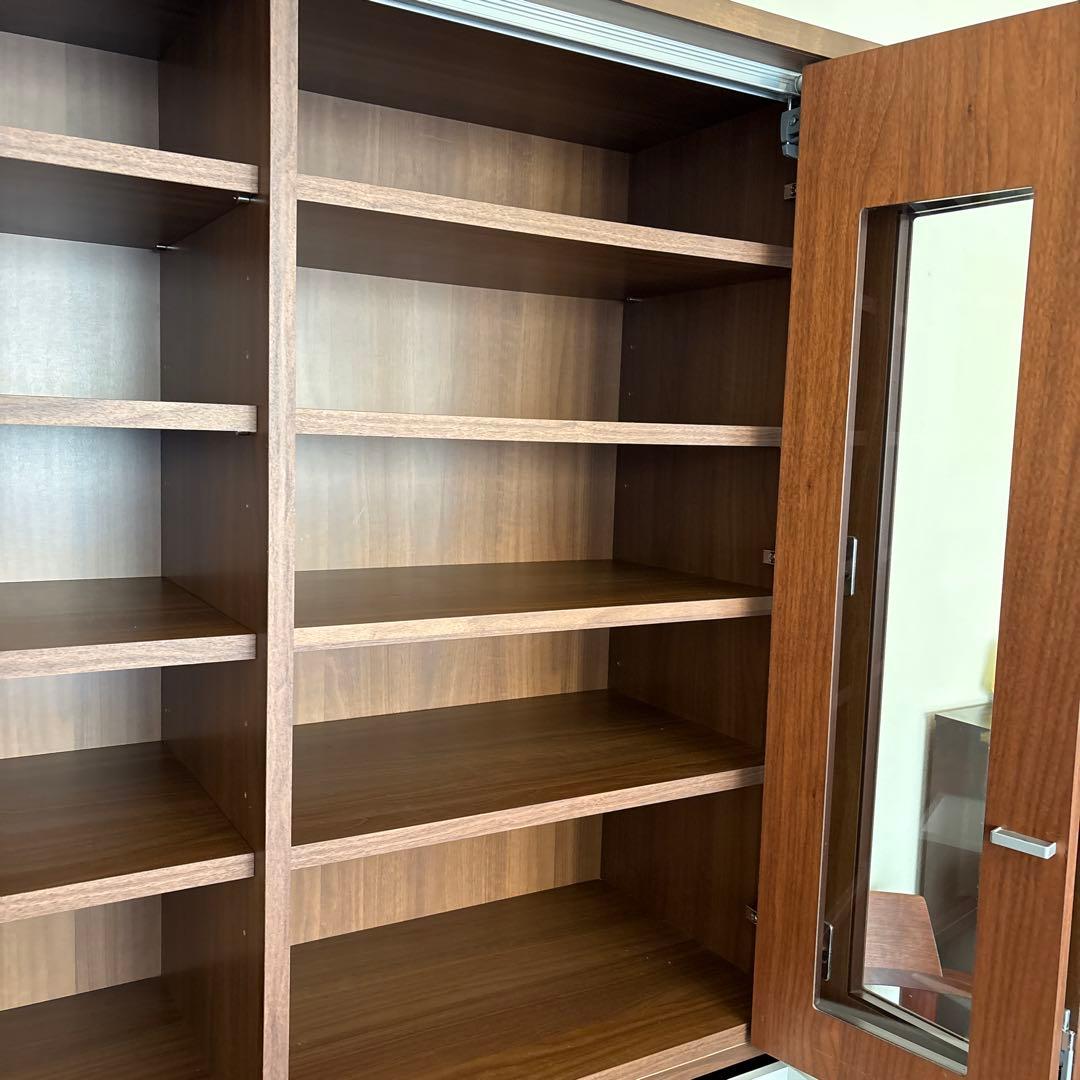 美品！ACTUS購入 日本製 食器棚 本棚シェルフ引き出し収納 稼動棚 折れ戸