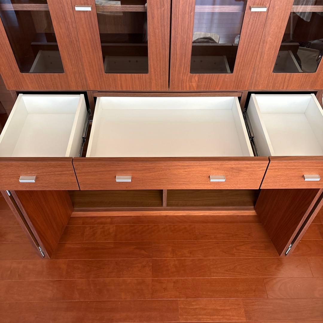 美品！ACTUS購入 日本製 食器棚 本棚シェルフ引き出し収納 稼動棚 折れ戸