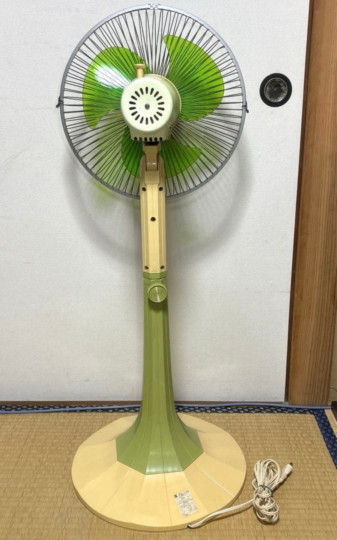 希少 昭和レトロ National 3枚羽 扇風機 大型 緑 ヴィンテージ