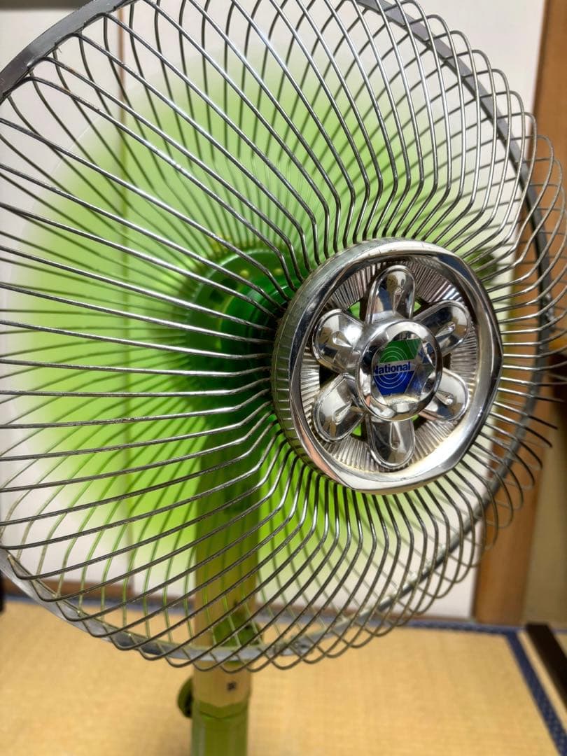 希少 昭和レトロ National 3枚羽 扇風機 大型 緑 ヴィンテージ