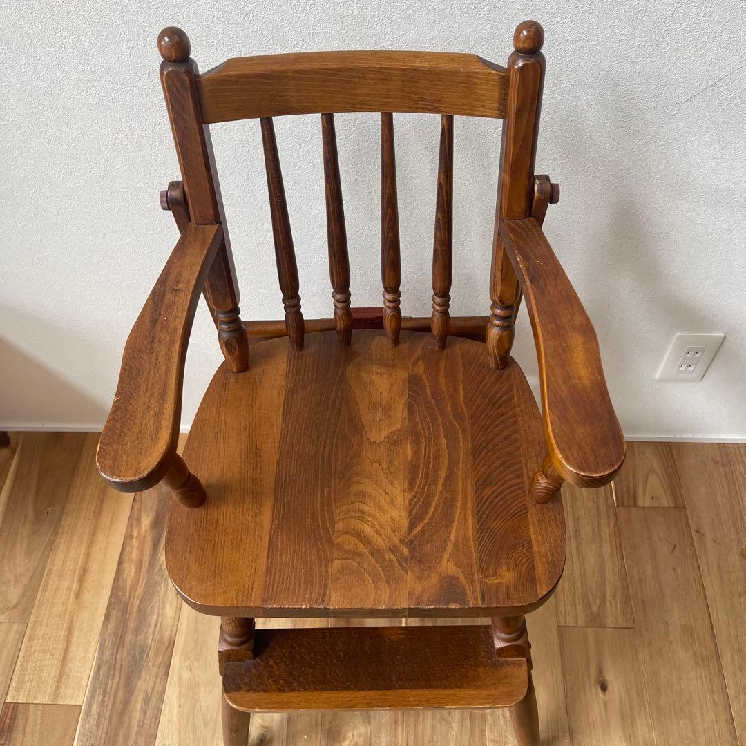 【美品アンティーク】柏木工 ベビーチェア no.6 ブラウン テーブル ベルト付