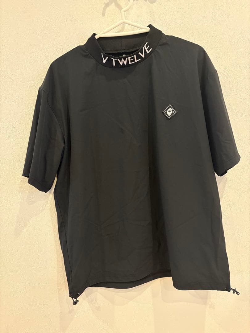 【美品】V12 ゴルフ 2025 メンズ モックネック 半袖シャツ Lサイズ
