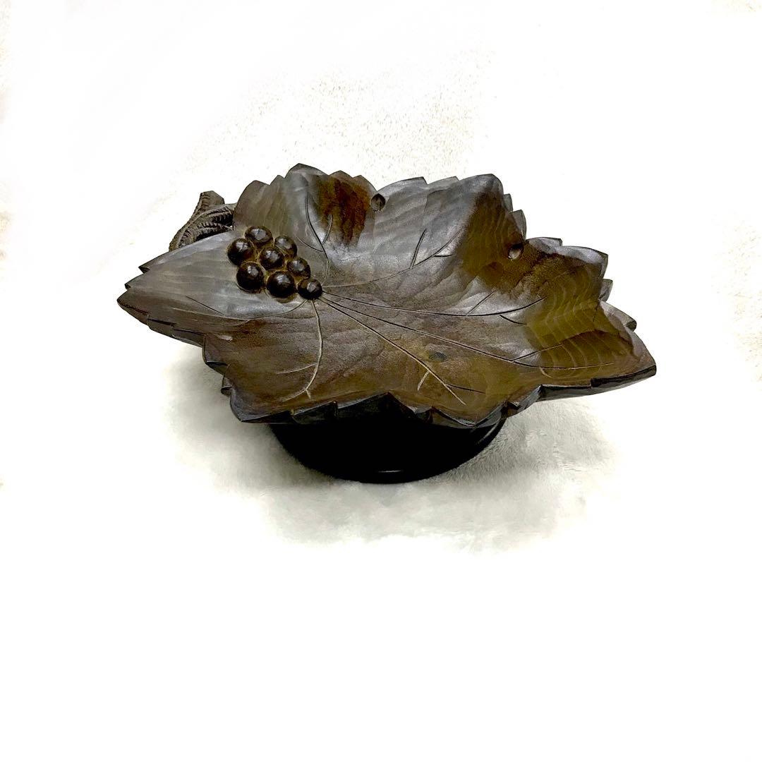 希少リュージュ葡萄木彫り回転式オルゴールフルーツスタンド高級ヴィンテージレア彫刻