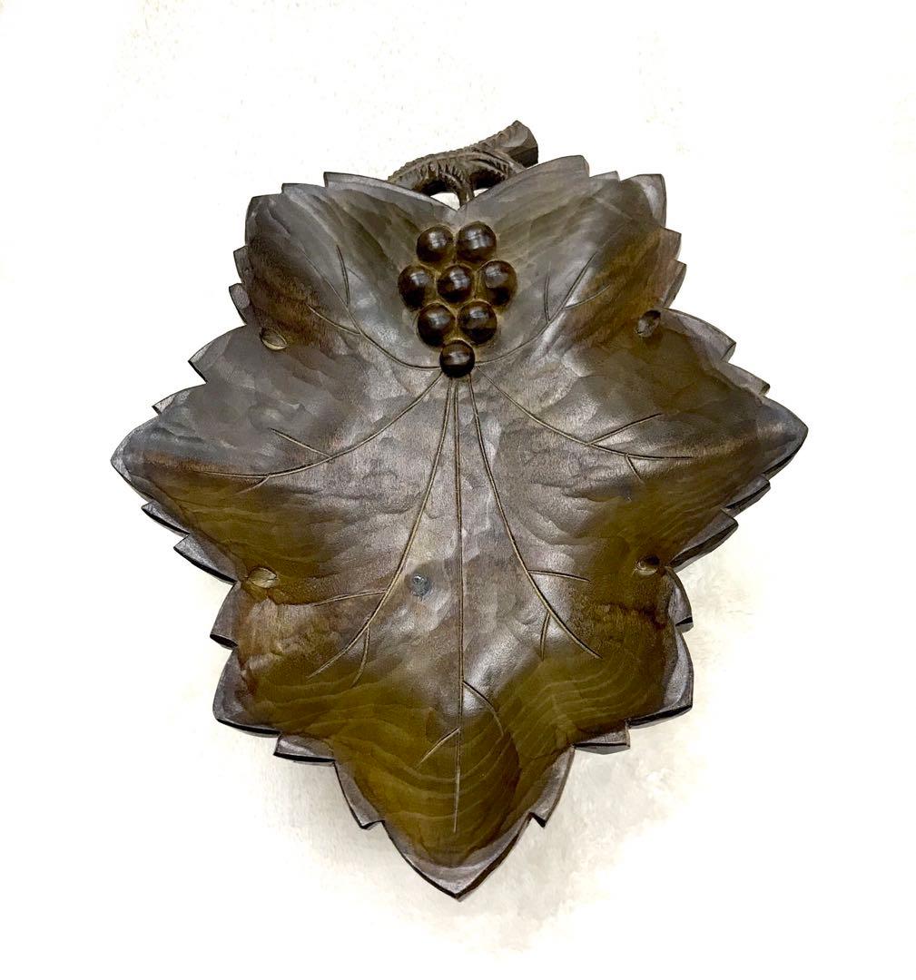 希少リュージュ葡萄木彫り回転式オルゴールフルーツスタンド高級ヴィンテージレア彫刻