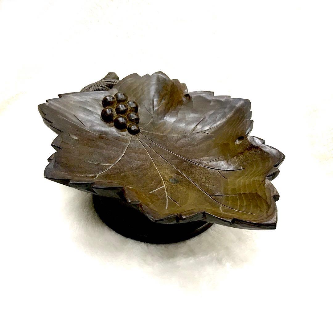 希少リュージュ葡萄木彫り回転式オルゴールフルーツスタンド高級ヴィンテージレア彫刻