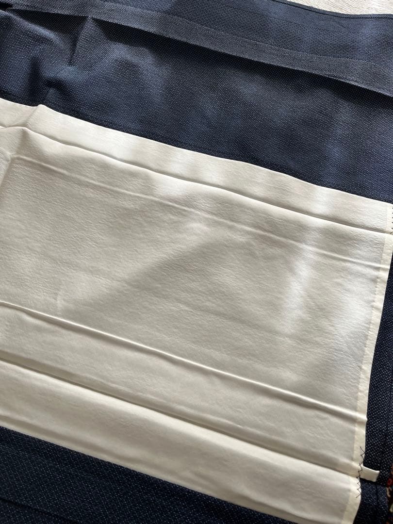 本塩沢　単衣　縦縞　しつけ付　未着用