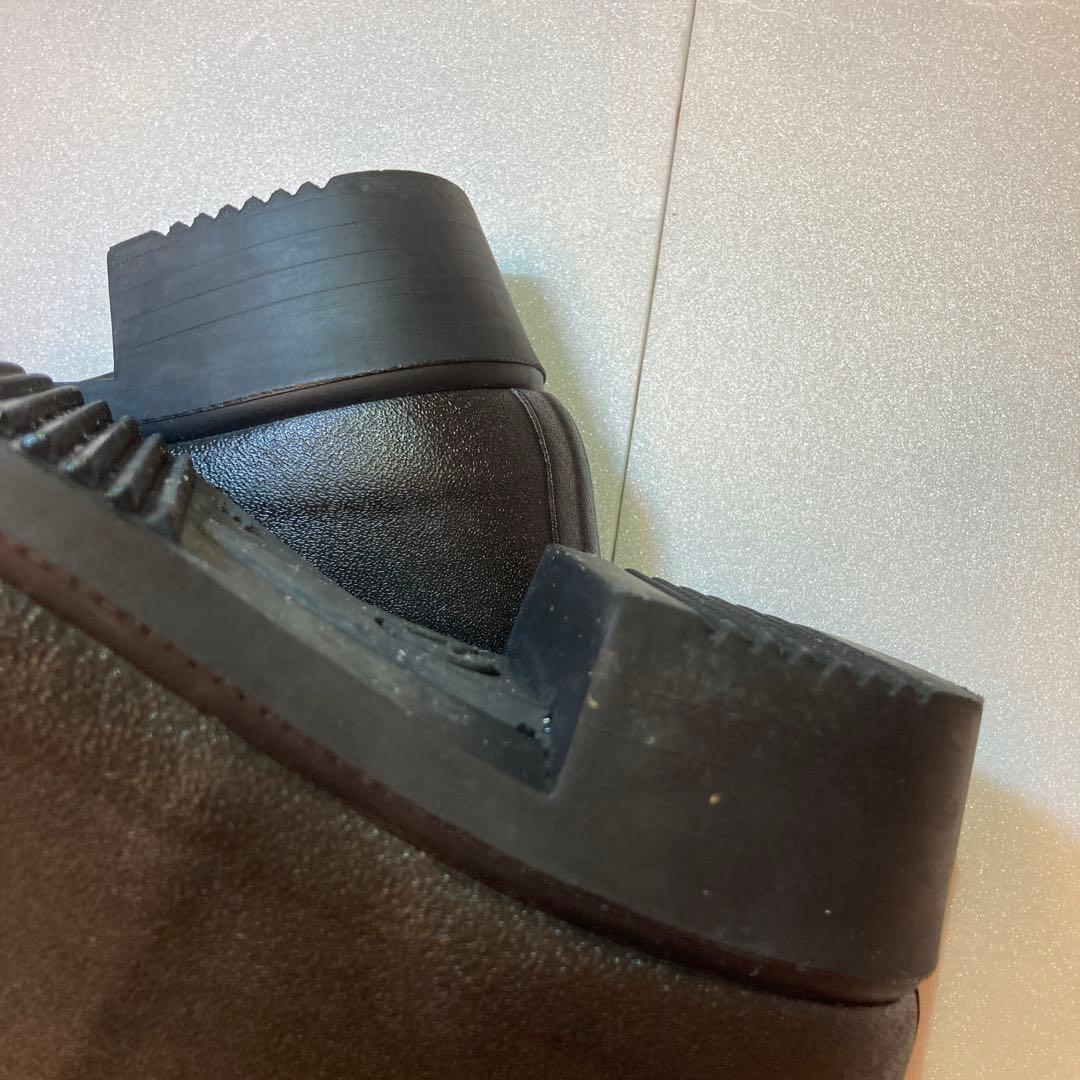 AIGLE ブラック長靴 レザー装飾付き