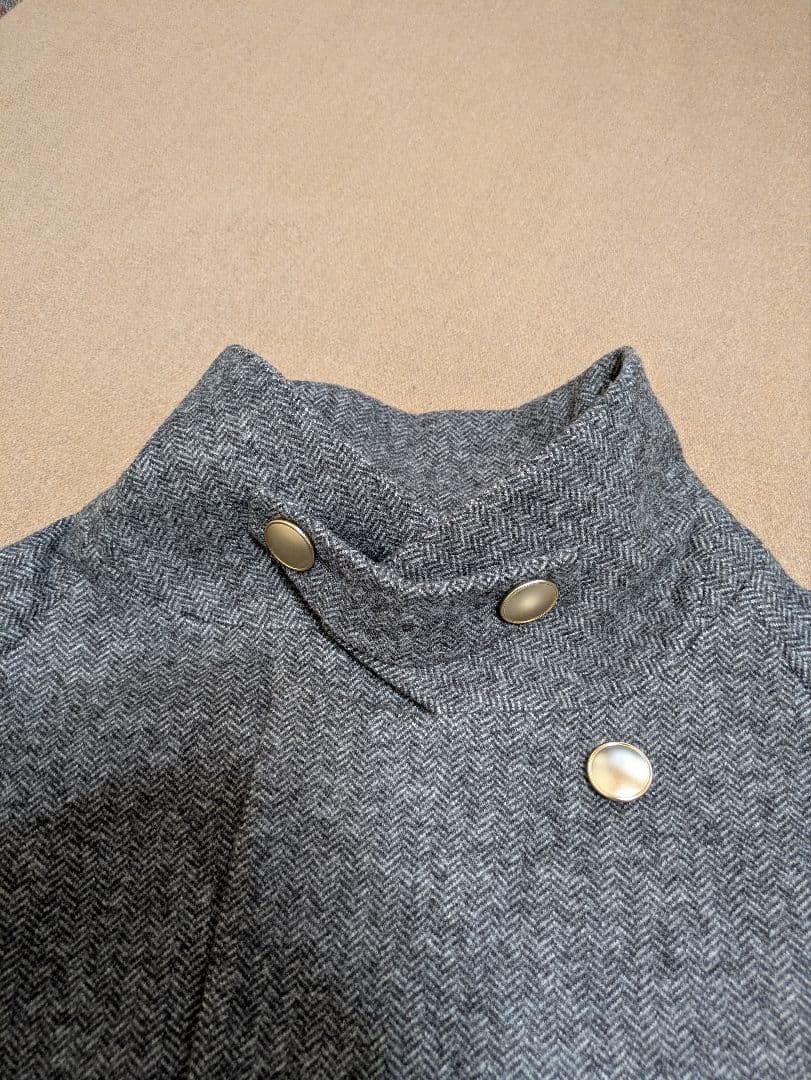 GLOBALWORK　ミドルコート　グレーミニヘリンボーン