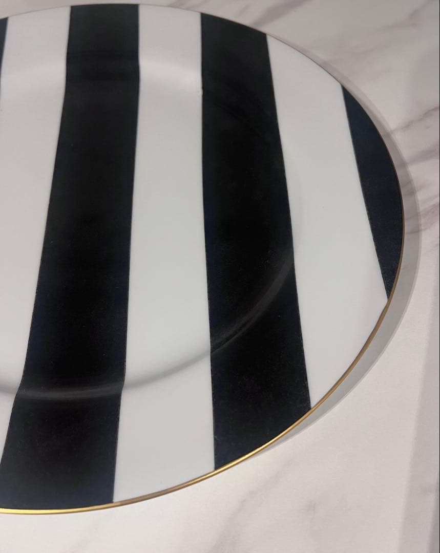 MarieDaage リモージュ　30センチプレート　ストライプ　ブラック