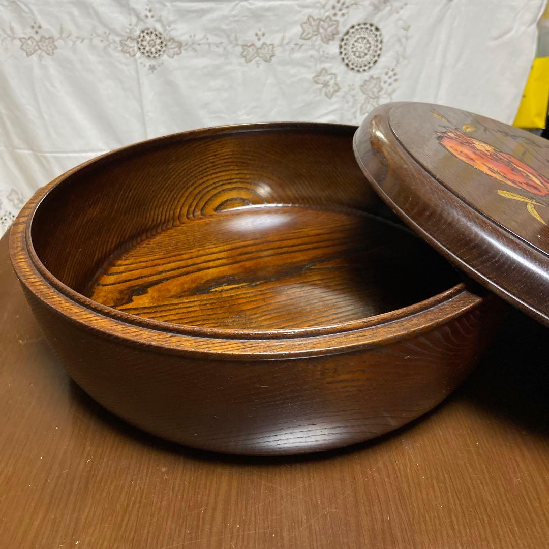 期間限定お値引き‼️烏城彫　茶櫃(ちゃびつ) 梅とザクロ　萩焼セット付き