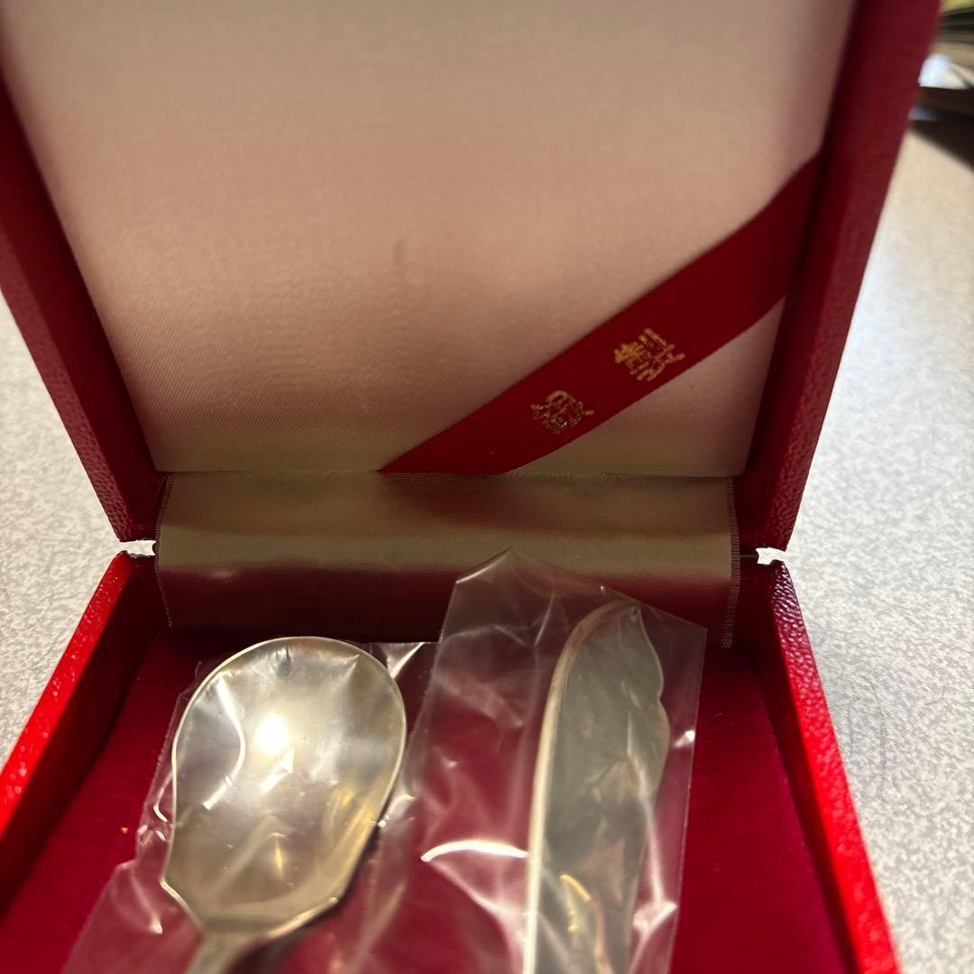 銀製　スプーンバターナイフセット