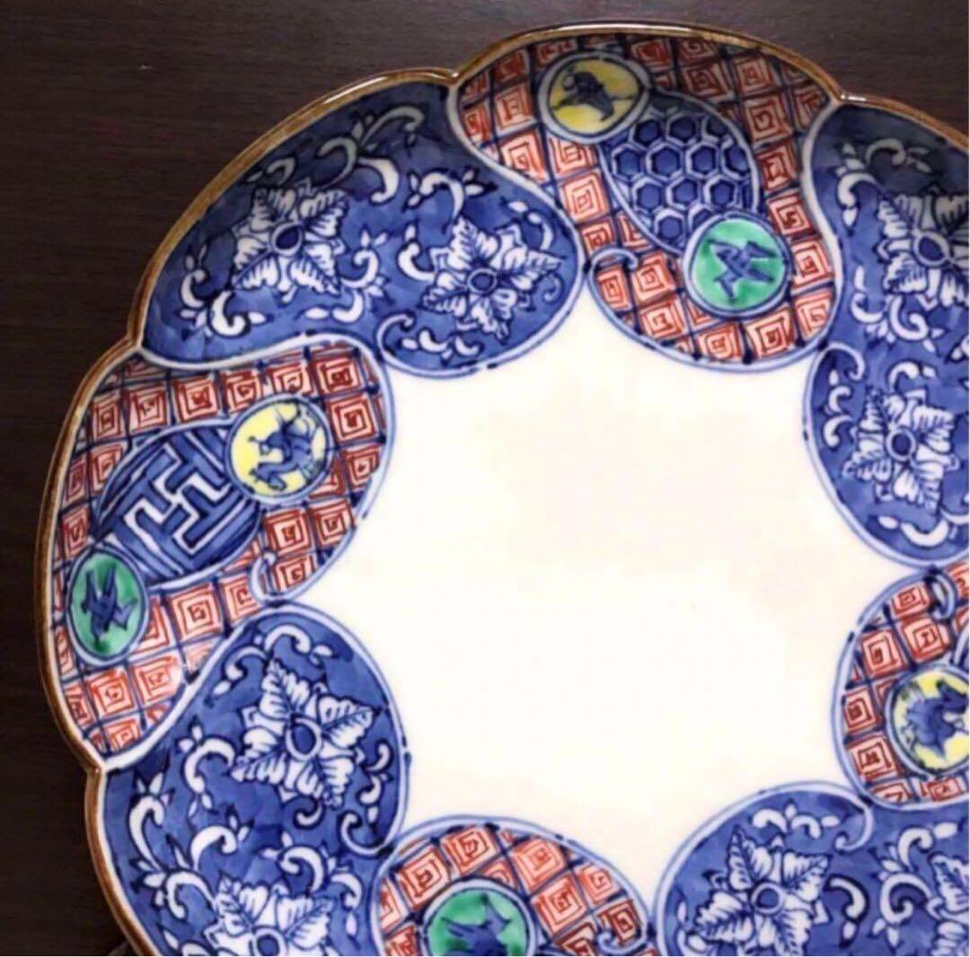 未使用保管品✨清水焼 雲泉 5.8号皿 彩色輪花捻祥瑞 単品✨京焼 加藤雲泉 皿