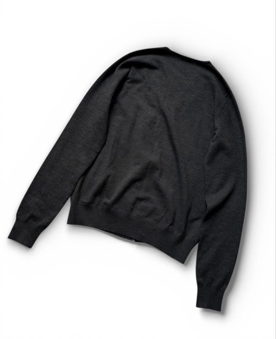 AKRIS アクリス　カーディガン　ウール混　長袖　チャコールグレー　比翼