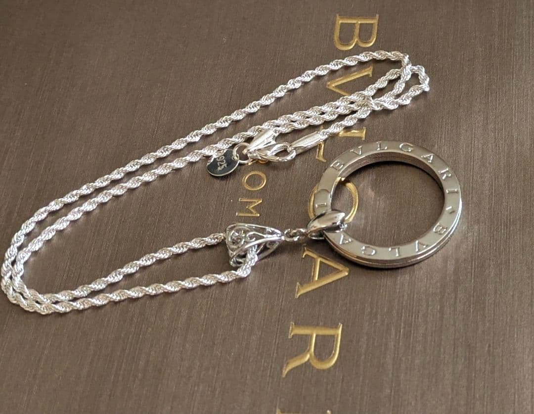 【超美品】ブルガリ キーリング シルバーネックレス 専用保存ケース付き