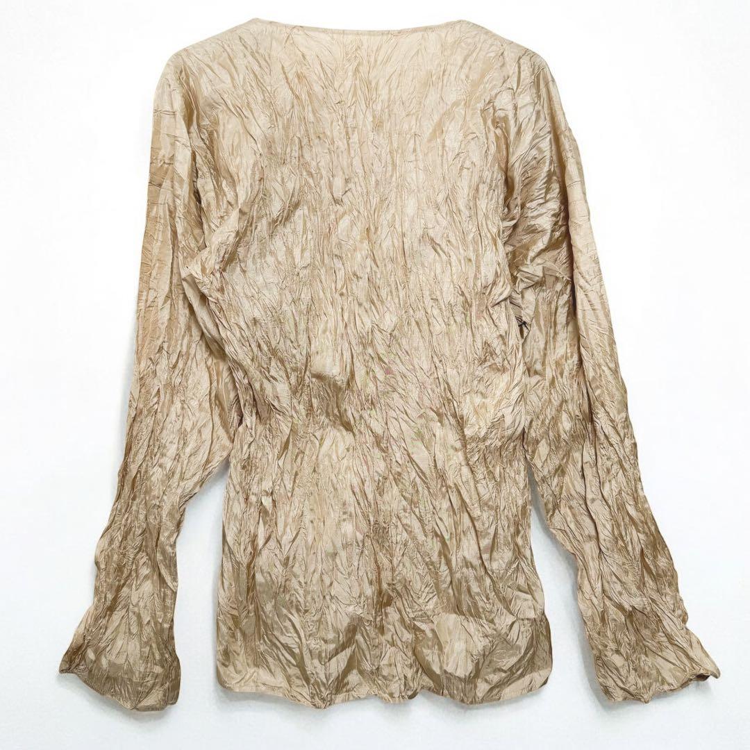 イッセイミヤケ　シワ加工　ブラウス　ベージュ M ヴィヴィアン　パンツ　 2点