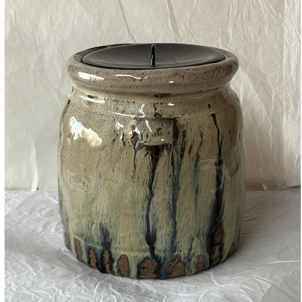 F1425 朝鮮唐津 耳付水指 木箱入り 水指 茶道具