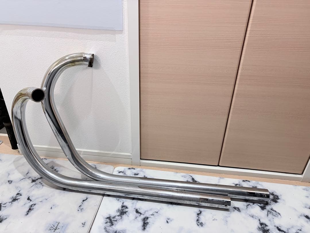 W650/400用オールドスタイル手曲げマフラー Type2 クローム