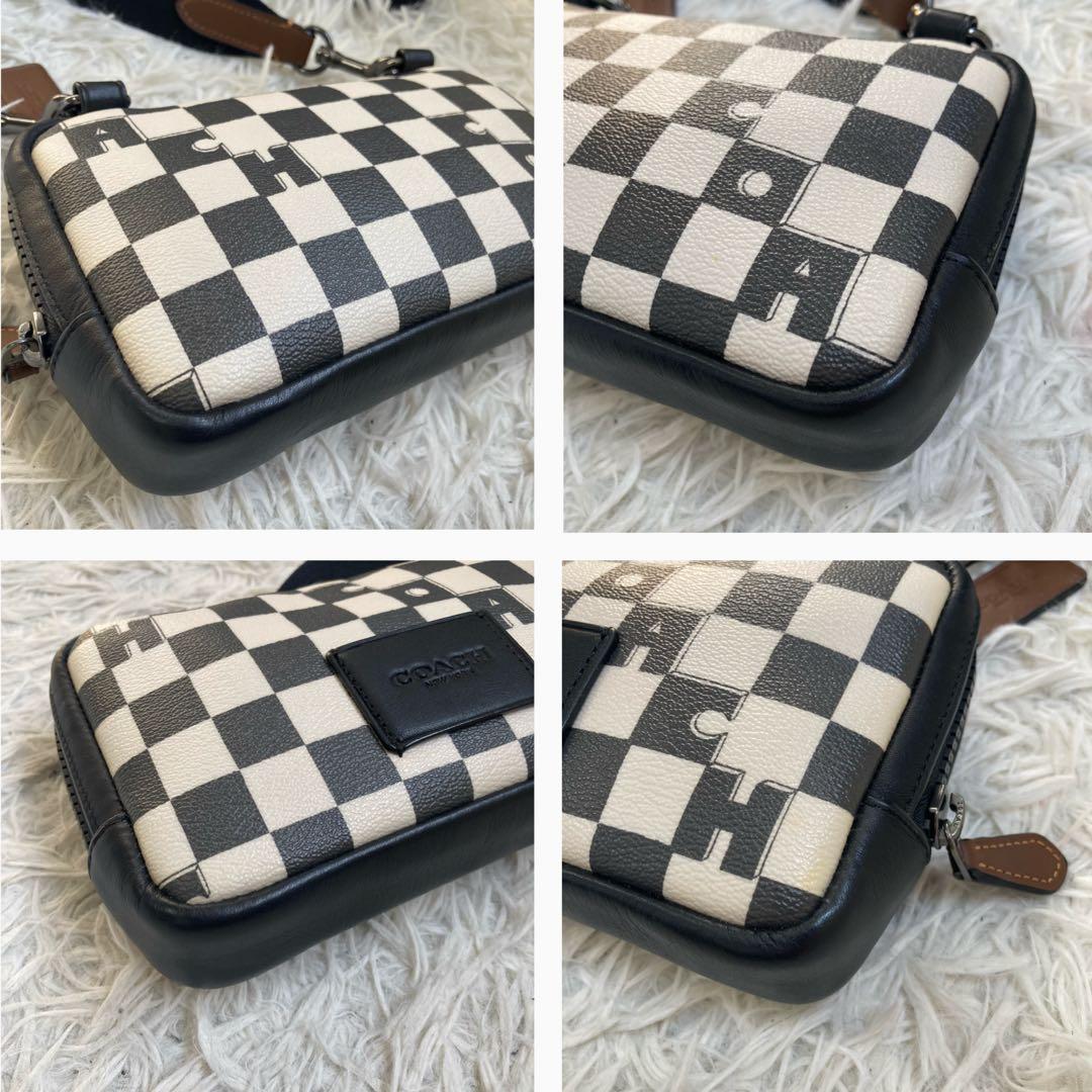 チェッカー クロスボディー C6775 チョーク×ブラック カメラバッグ 白 黒