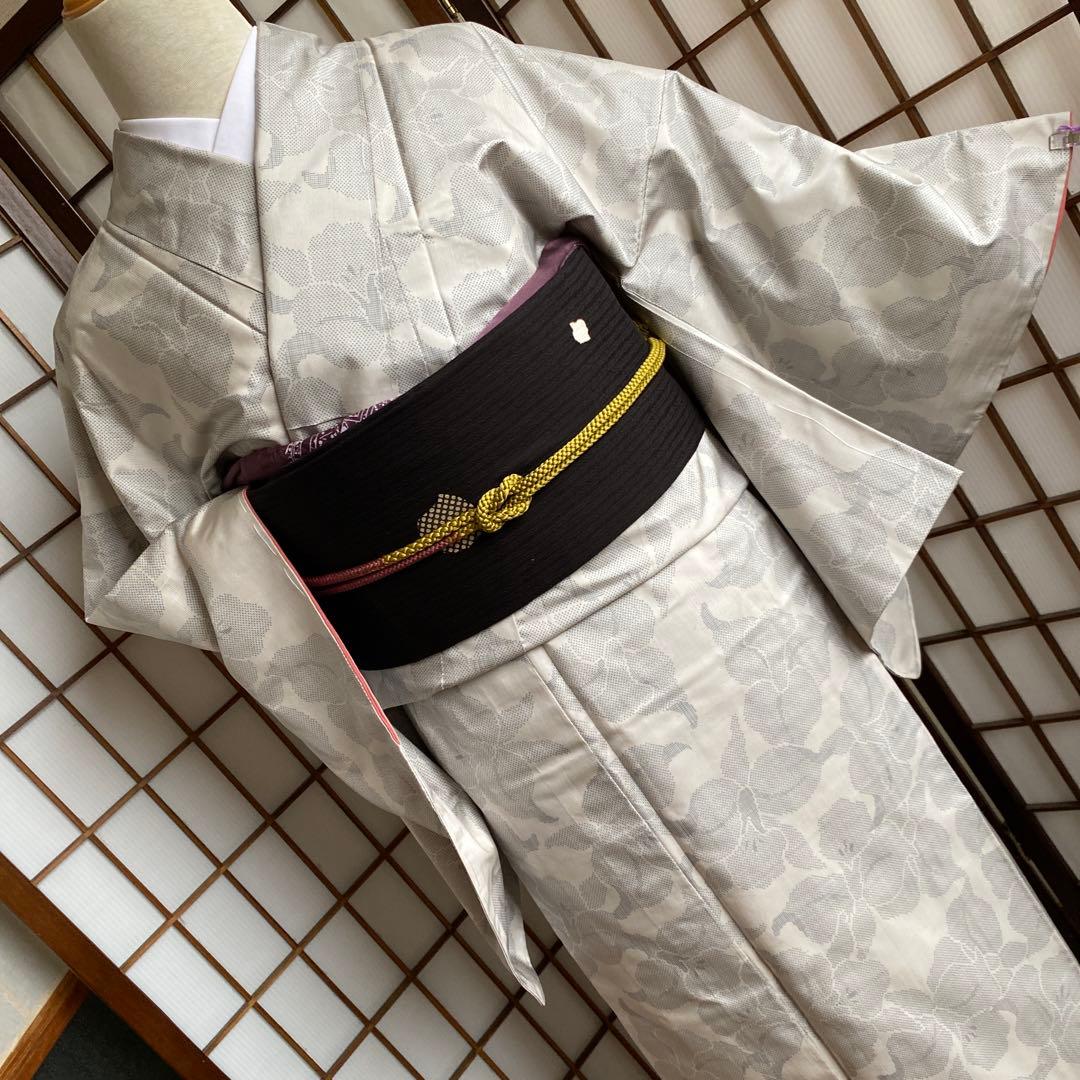 再値下げ　本場白大島　洋花　一元式絣　未着用