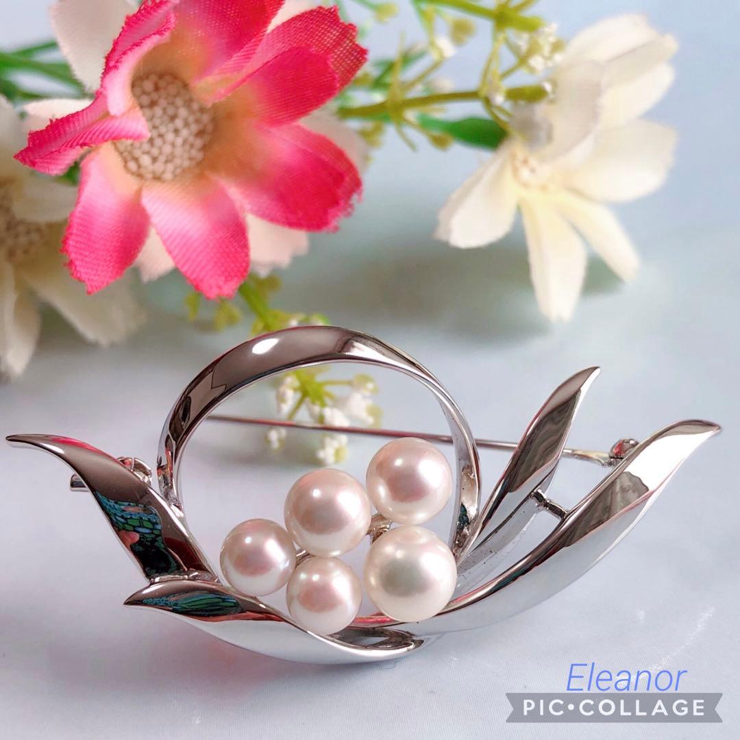 美品⭐️MIKIMOTO シルバーパールブローチ✨　可憐でエレガントなデザイン