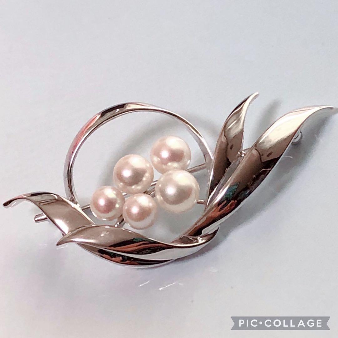 美品⭐️MIKIMOTO シルバーパールブローチ✨　可憐でエレガントなデザイン