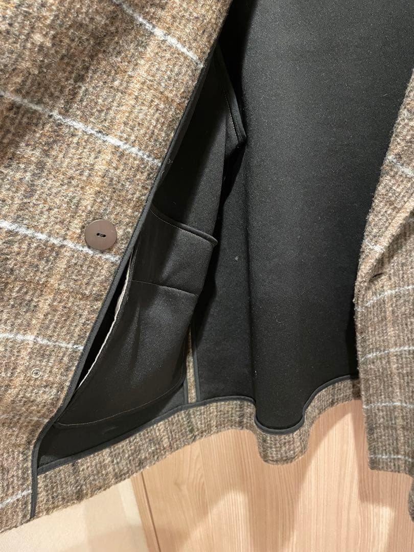 本日限定セール　SHIPS スライバーチェックショートPコート　38