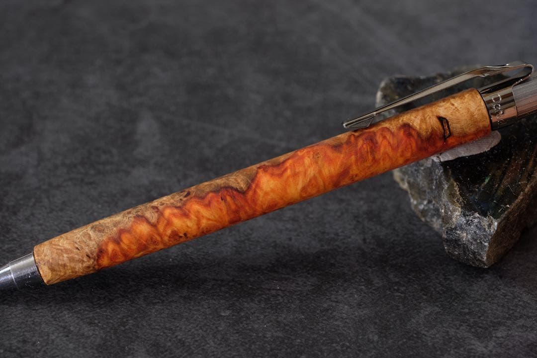 PG5木軸カスタム0216　高村杢工房 製図用シャープペンシル　花梨瘤　紅白