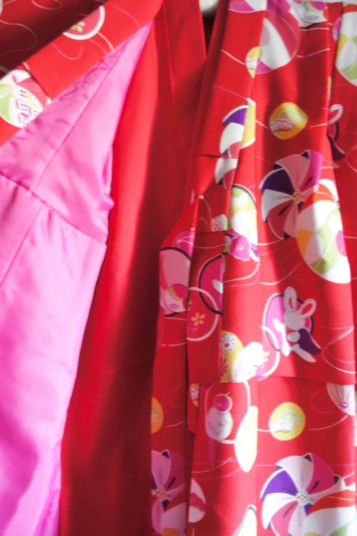 撫松庵　三つ身　未使用タグ付き　手毬とうさぎ　長襦袢セット　上代48,000円