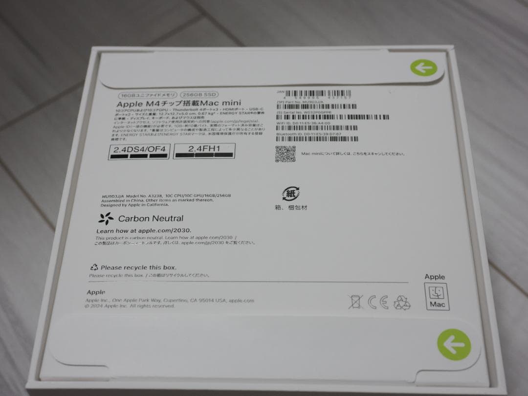 Mac mini M4／10C-CPU&GPU／16GB 256GB 美品