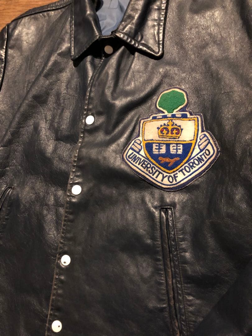 オールレザー スタジャン vintage ネイビー ボロ