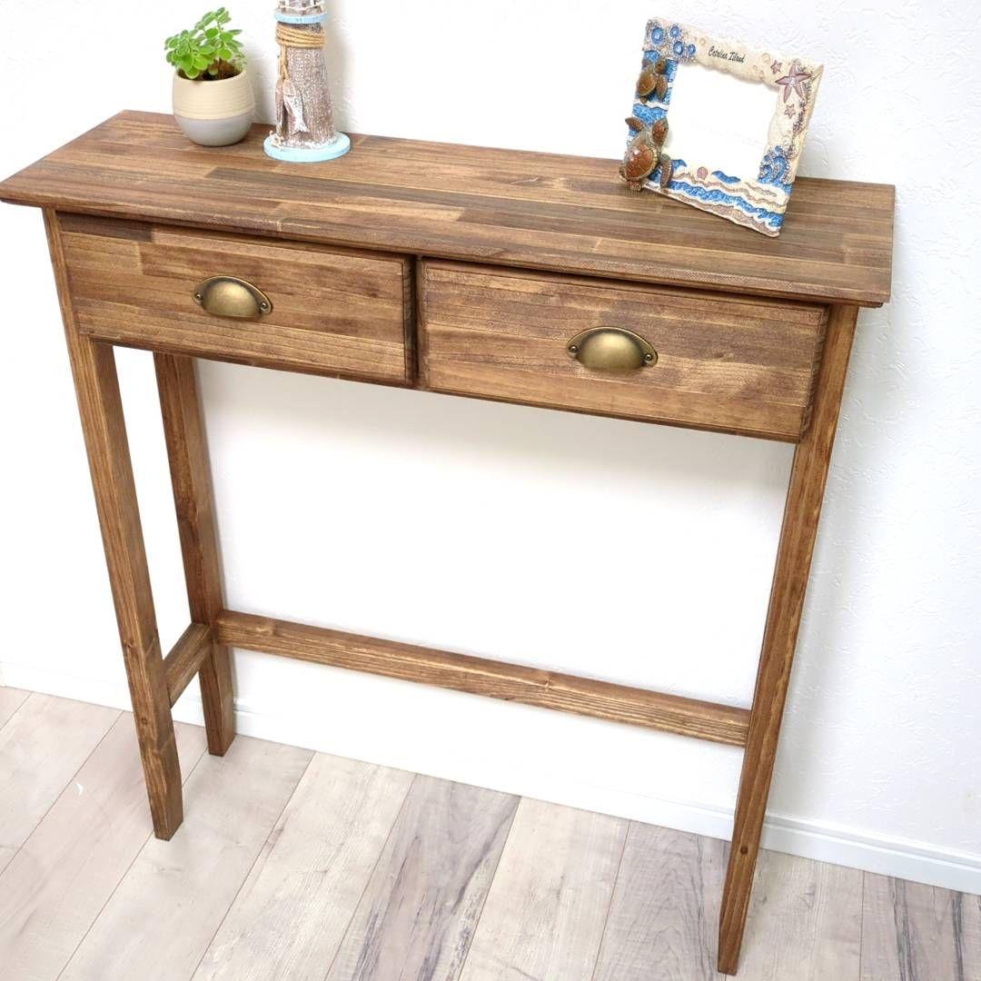 ★R★ページ 引出し付きコンソールテーブル・ワークテーブル 作業台 木製