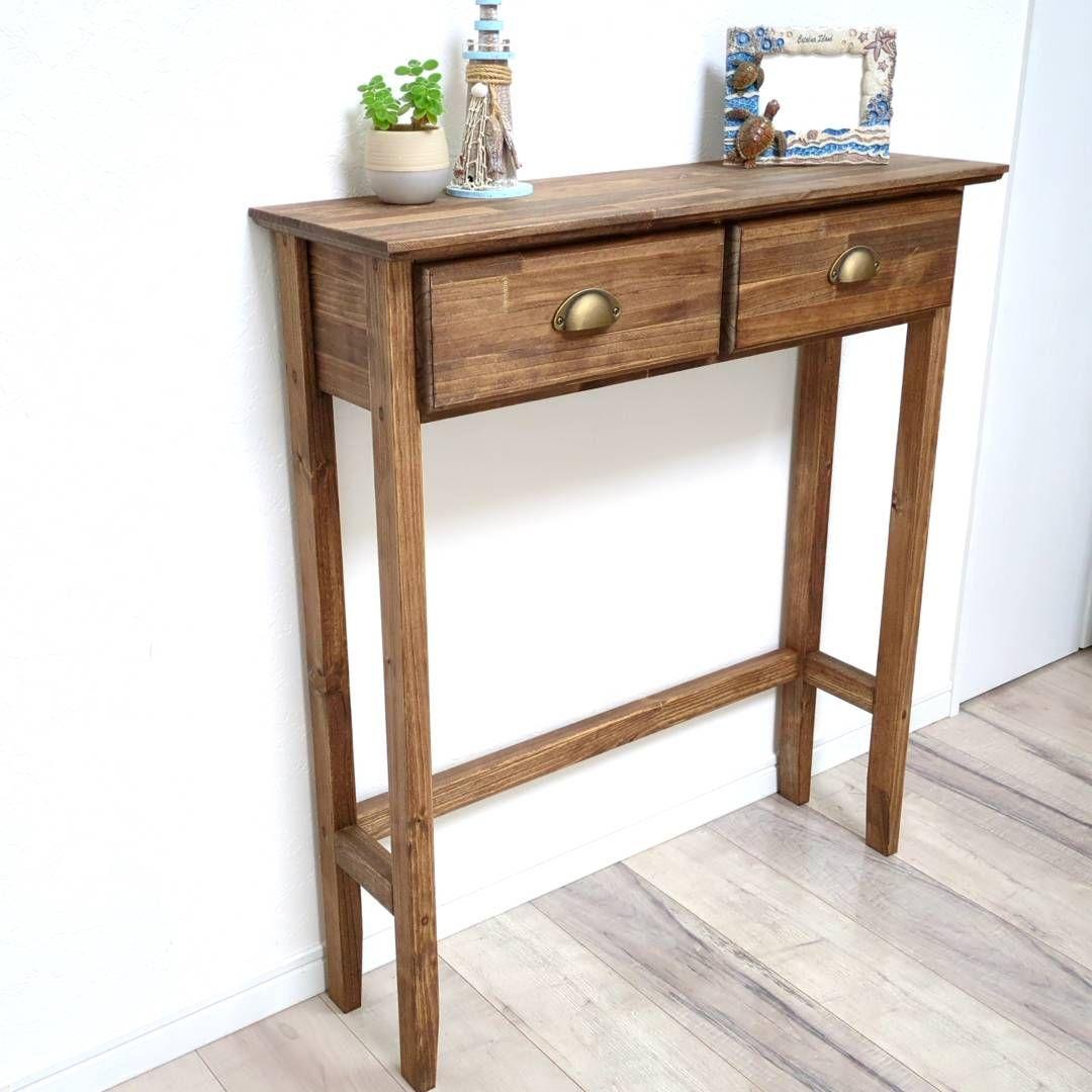 ★R★ページ 引出し付きコンソールテーブル・ワークテーブル 作業台 木製