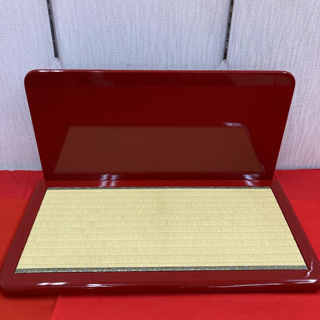 KM12 可愛い飾り台　朱塗り　巾70㎝位　ひな人形　親王飾り台　木目込み飾り台