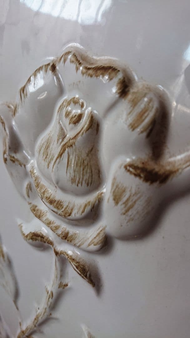 ホワイト陶器製六角形傘立て ポルトガル製