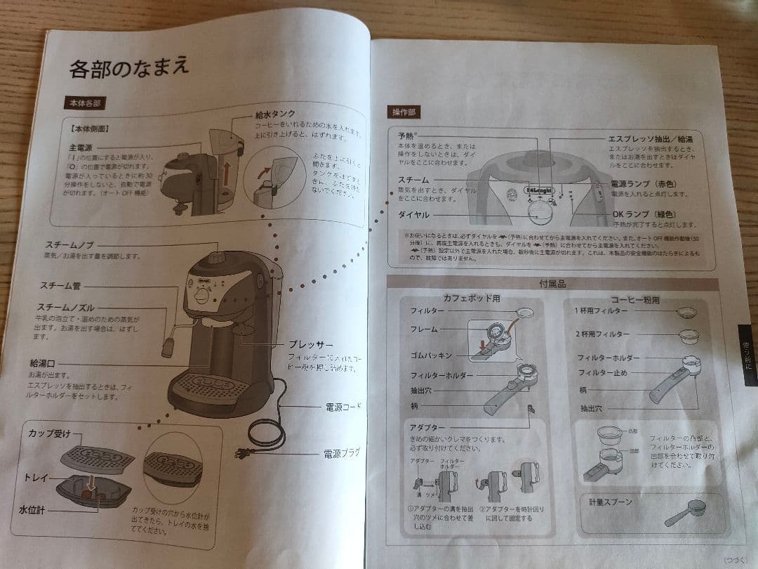 デロンギ　エスプレッソマシーン　黄色