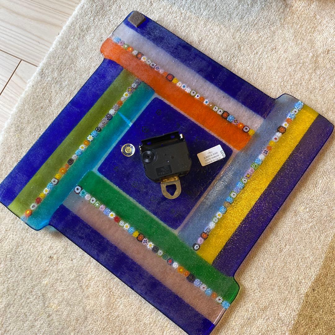 イタリア　ガラス細工　掛け時計　ムラーノガラス　ベニス　ベネチアングラス